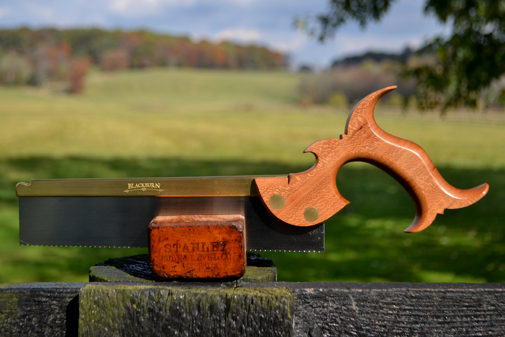 Front view of 9 inch dovetail saw in quartersawn cherry