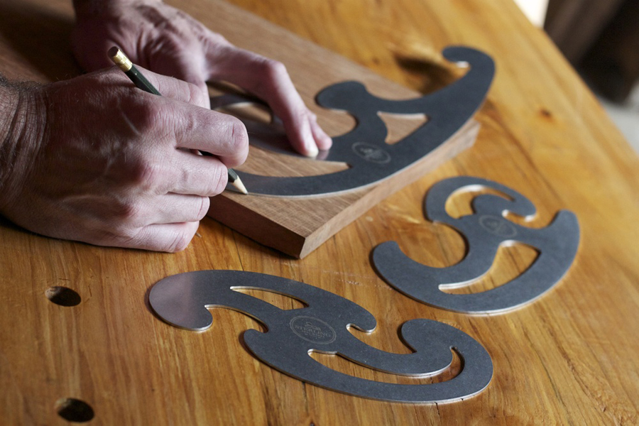 Sterling Tool Works Roubo curves in use, on wood with hands