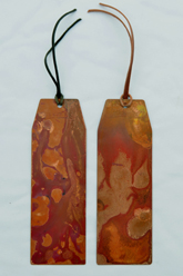 Copper bookmarks with leather tassels